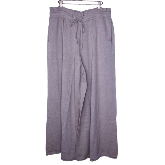 NWOT Lunya Oatmeal/Pink Color Paperbag Drawstring Waist Wide Leg Pants XL - Picture 1 of 7